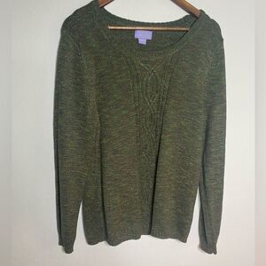 Women’s Laura Forest Scott Green Cable knit Long sleeve sweater Size Large L